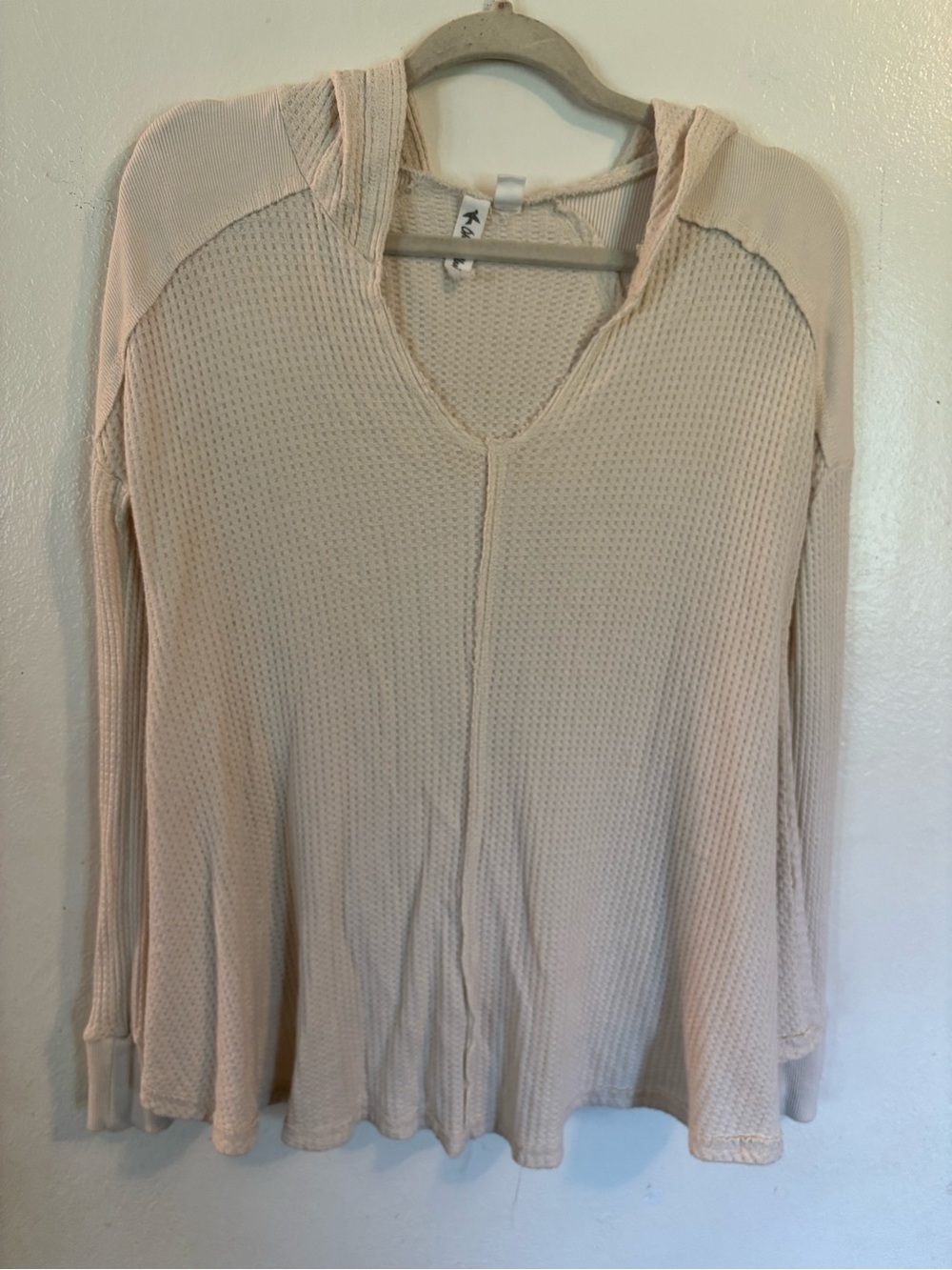 Others Follow Ribbed Waffle Hoodie - Cream